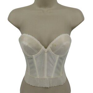 VTG JCPenney Adonna 34B Bra 2341 Longline Underwire Strapless Corset Ivory Lined